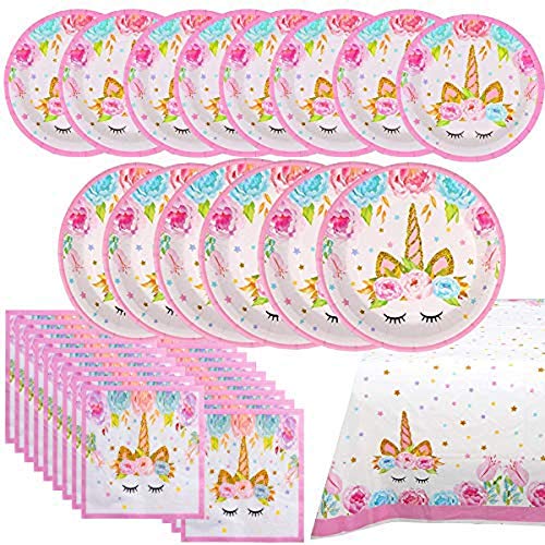 Shelling Home Birthday Party Supplies Including Plates Napkins Tablecover for Birthday Party Serve 16 Guests