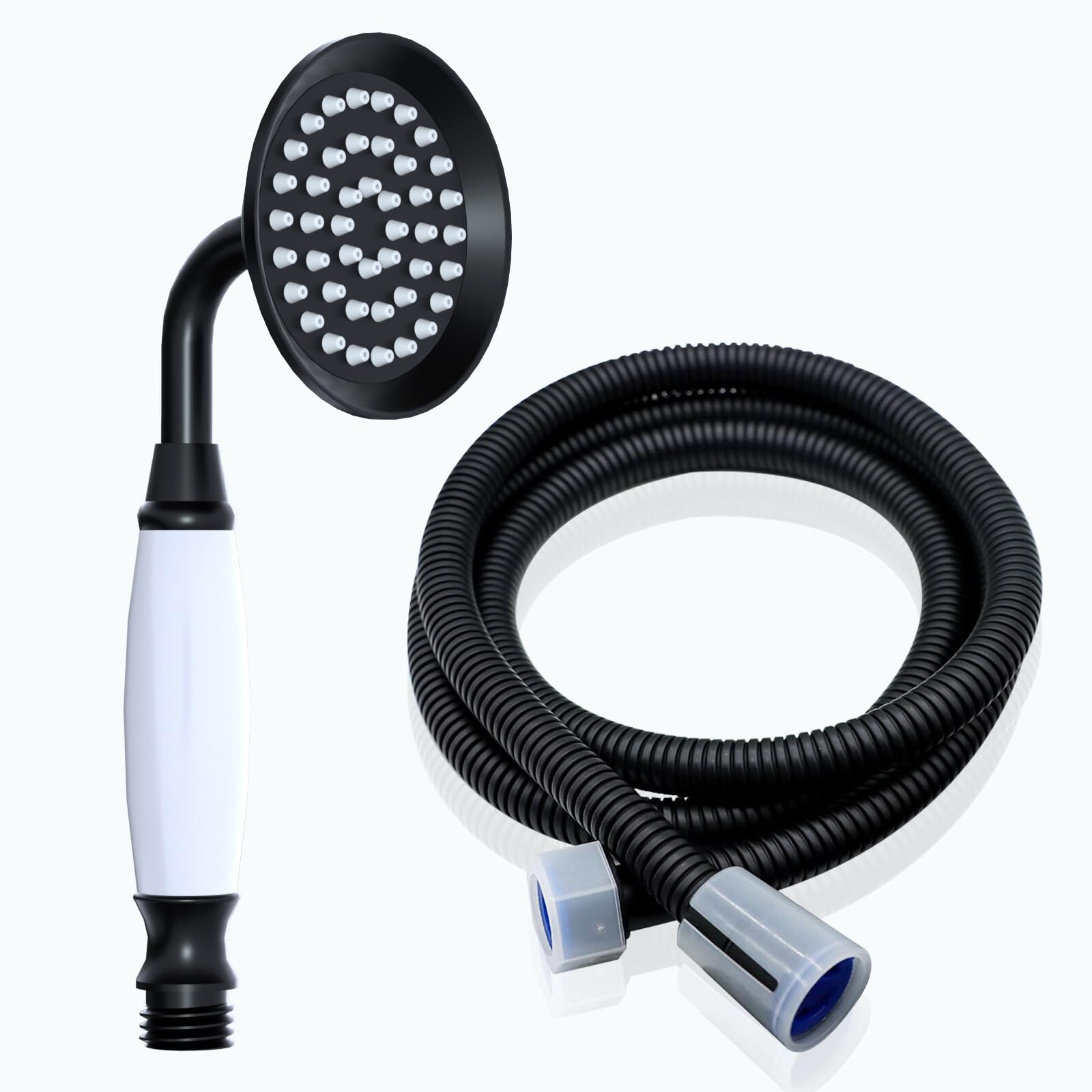 ENGA Vintage Telephone Shaped Black Brass Shower Wand Hand-held Sprayer Shower Head Replacement, Ceramic Handle with 59 Inch Hose, No Holder