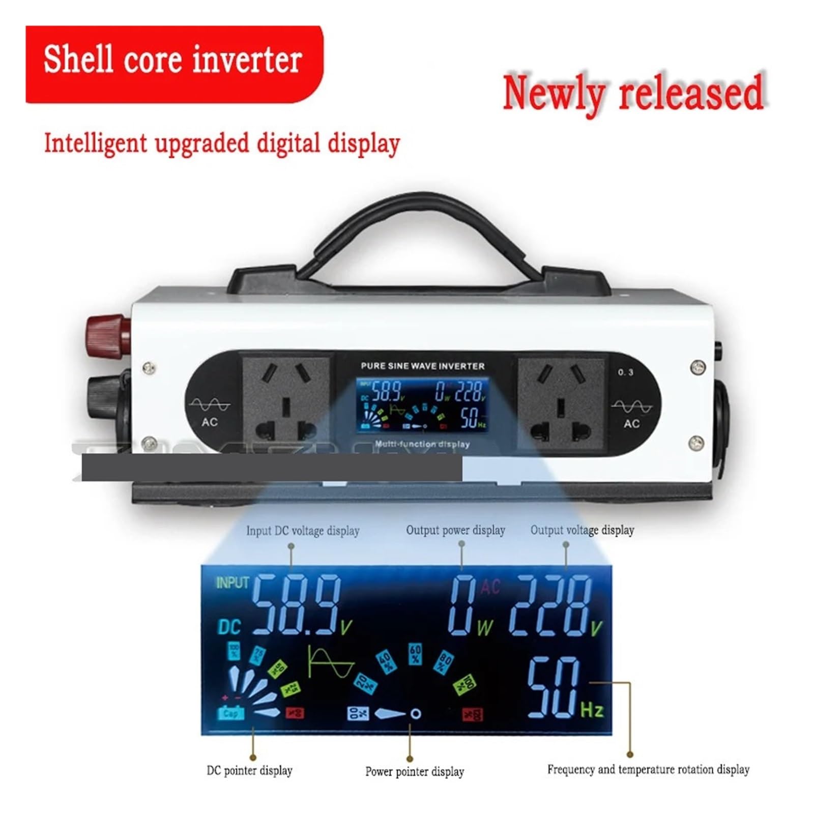 X-1550W Pure Sine Wave Inverter 110v 220v 3100W Power 12V 24V 48V 60V 72V Multifunctional Portable Mobile Power Converter ﻿(No Remote Control,60V_110V)