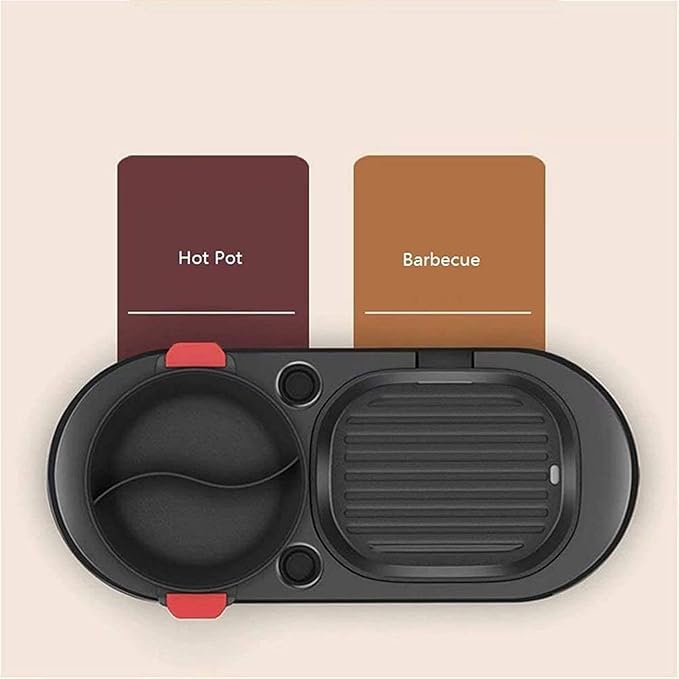 Olla Eléctrica BBQ 2 en 1 2200W con Parrilla y Tapa de Vidrio, 70x27cm, Negro miniatura 4