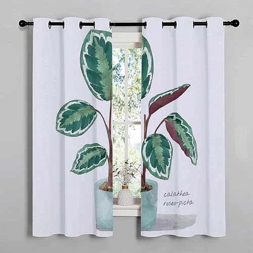 Miniatura 3 de Light Blocking Curtains Potted Plant Grommet Short Folding Accordion Doors for Closets Cortinas para Ventanas De Cuarto 72Inch Width by 85Inch