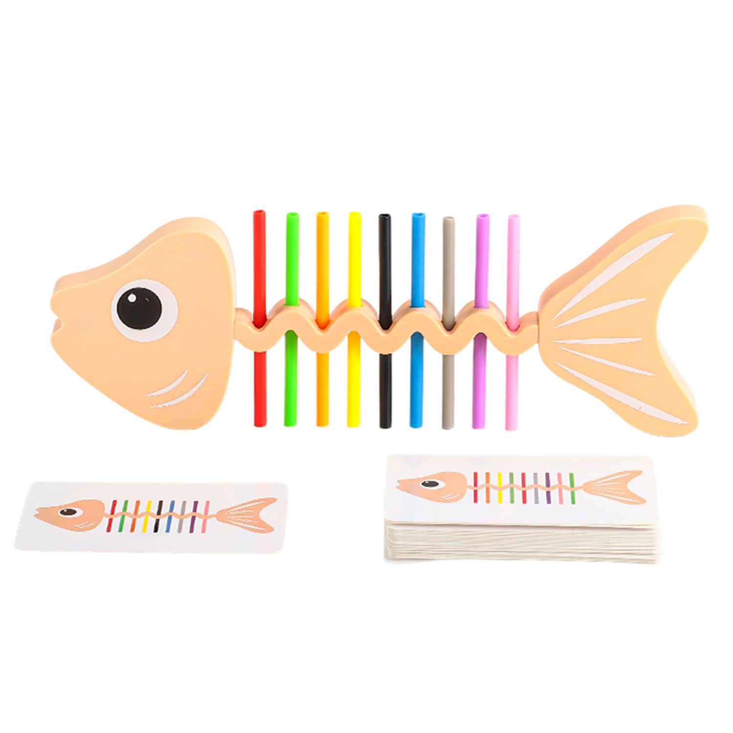 Tudegy Educational Wooden Fishbone Toy,Fine Motor Skills Development Color Matching Educational Learning Activity,Hand Eye Coordination Training,Fishbone Shape Toy (A)