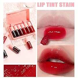6 Colors Lip Tint Stain Set, Korean Velvet Watery Lip Stain Moisturizing Mini Liquid Lipstick, Multi-use Lip and Cheek Tint, Long lasting Non-Stick Cup Waterproof, Lip Color Makeup