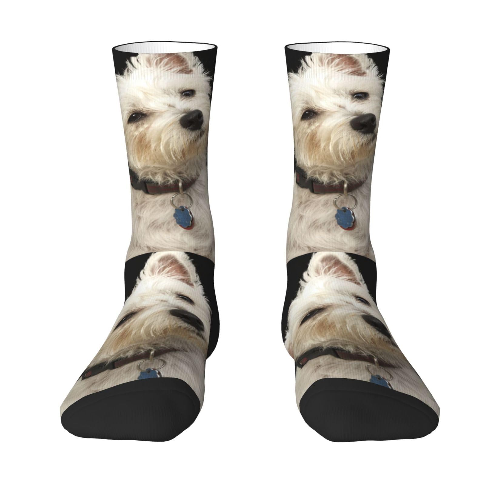 ButxeT Crew Socks,Compression Socks Casual Novelty Sports Socks 40CM Long For Unisex,West Highland Terrier With Collar