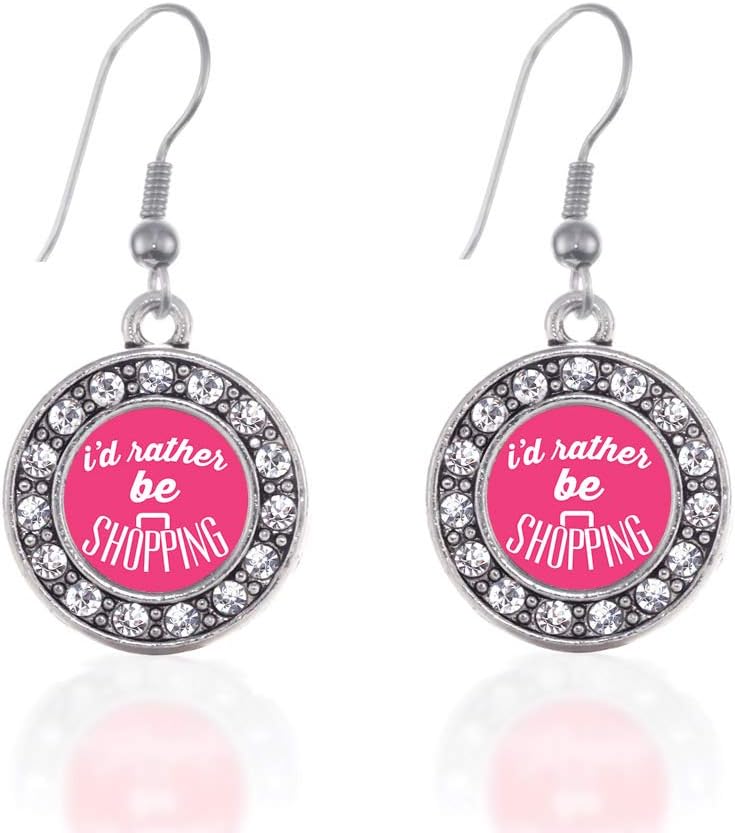 Inspired Silver - Silver Circle Charm French Hook Drop Earrings with Cubic Zirconia Jewelry