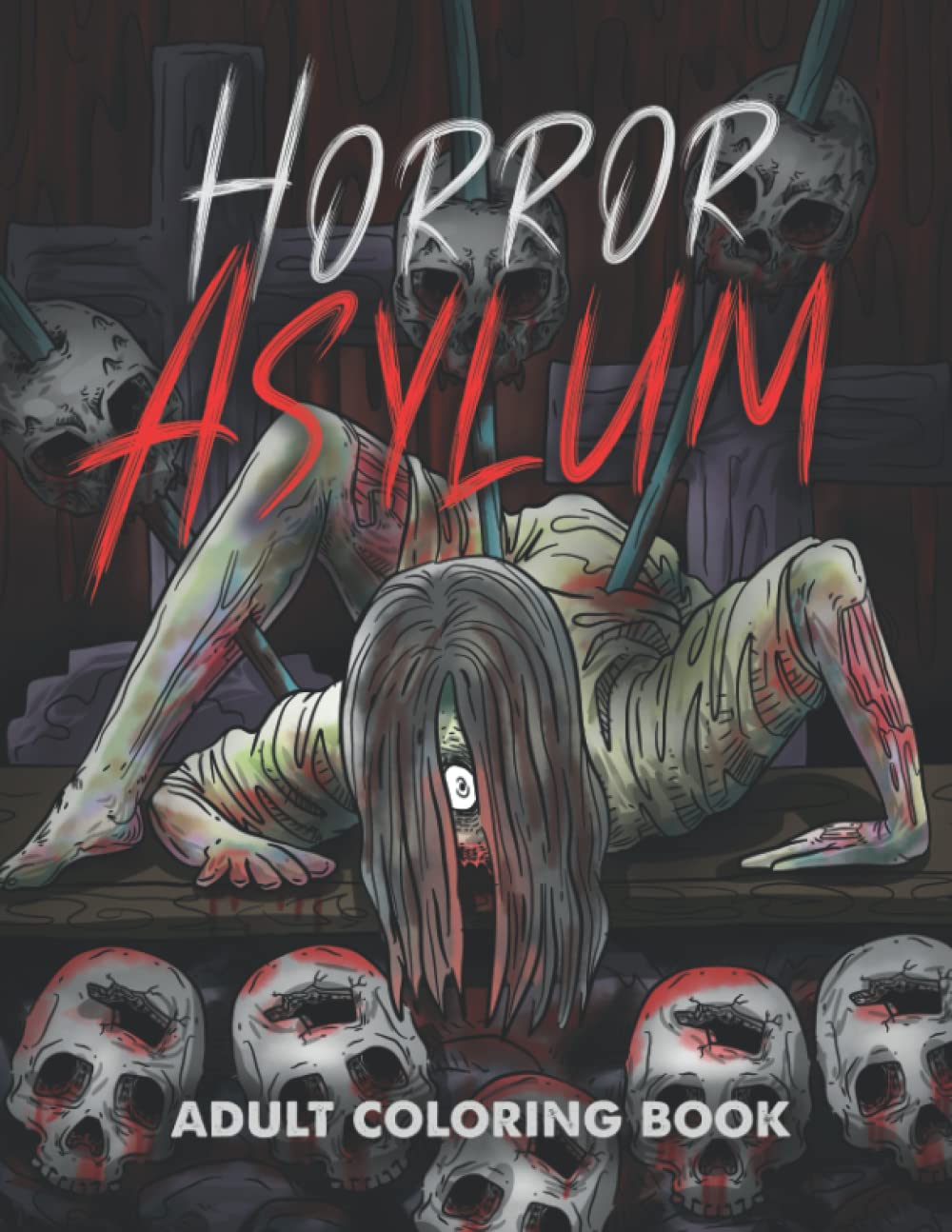 Horror Asylum Coloring Book for Adult: Creepy and Scary Japanese Gore Manga Style Coloring for Adults