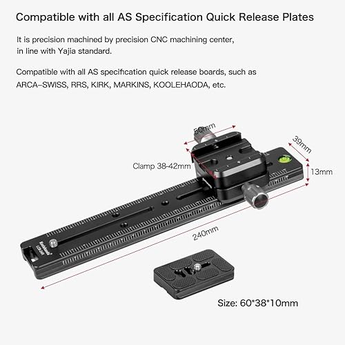Miniatura 4 de Koolehaoda Abrazadera de liberación rápida de metal deslizante nodal profesional de 9.449 in, soporte de cámara de cola de milano doble con