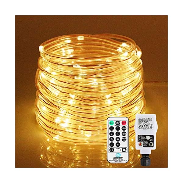 LooHome LED Lichtschlauch 200Leds 20Meter Lichterkette mit Fernbedienung Warmweiß 8 Modi IP65 Wasserdicht Weihnachten…