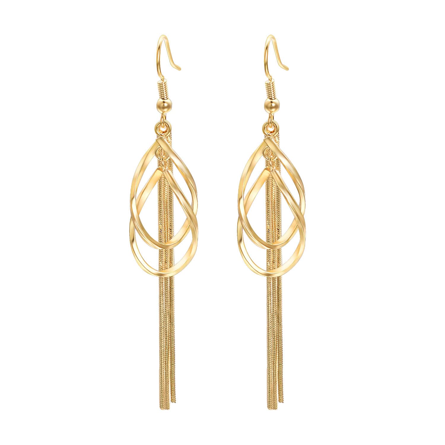 Vogem Double Twist Drop Earrings Women Dangling Hook Earrings Hypoallergenic Fashion Jewellery Gift