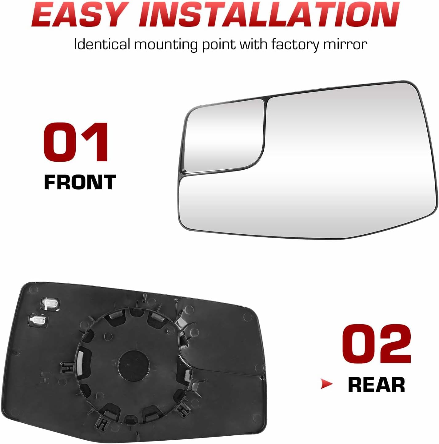 Left Driver Side Heated Mirror for Chevrolet Silverado GMC Sierra 1500 2019 2020 2021 2022 2023, Replace for 84309708, Exterior Mirror Glass