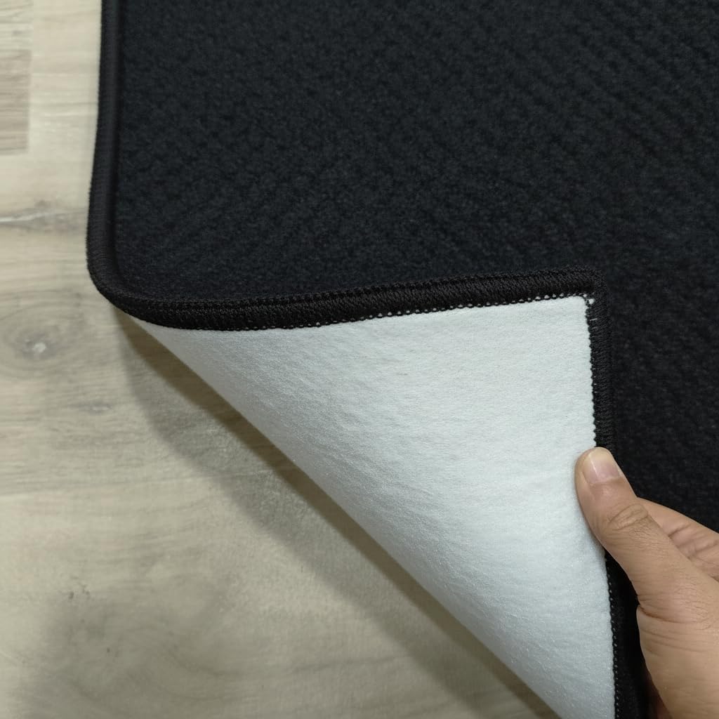 Alfombra Veleta Negra de bucles Grandes – Robusta y Elegante para Cualquier Estancia – 9 tamaños y 5 Fondos Disponibles – 13 mm Grosor – Base Fieltro – Uso doméstico y Comercial- 100x150 cm-f. Negro