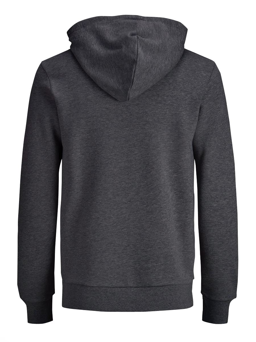 JACK & JONES Męska bluza z kapturem Basic zamek błyskawiczny, Dark Grey Melange/Reg Fit, XL