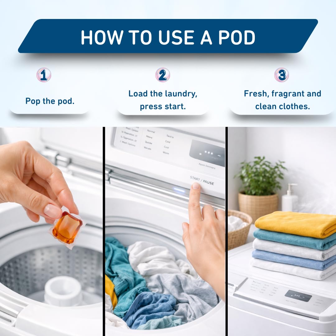 Hapiso Tropical Breeze Laundry Pods | Liquid Detergent | 5-in-1 Pods, Detergent Pods for Washing Machine | Front & Top Load | Tough on Stains & Odour | 60 Eco-Friendly Washing Pods