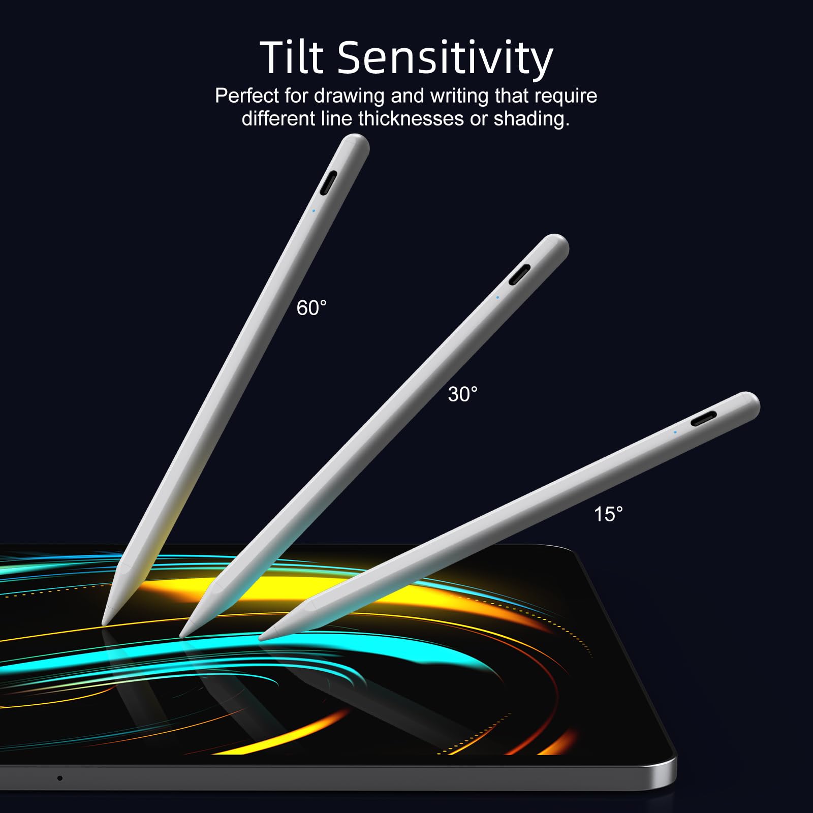 Rysik do iPada 6-11. generacji, 2 x szybkie ładowanie, aktywny rysik, kompatybilny z Apple iPad Pro 2018-2025, 27.9 cm/32.8 cm/M4, iPad Air 3/4/5/M2/M3, iPad mini 5/6 generacji, biały