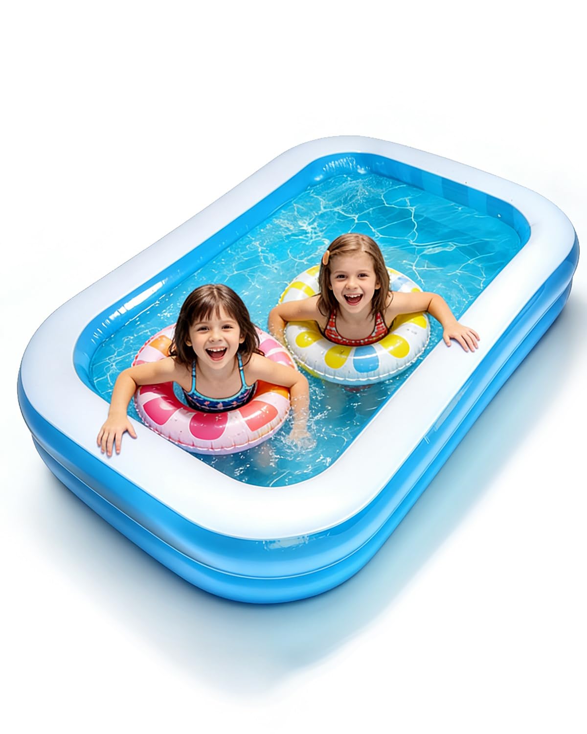 Piscina Hinchable para Niños y Familia, Piscina Rectangular 200x140x45cm de PVC Reforzado, Centro de Juegos Acuáticos para Terraza y Jardín Pequeño