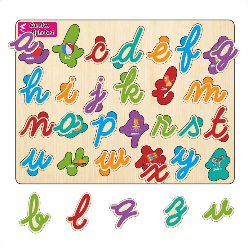 Wooden Hide and See Cursive Capital Alphabet Puzzle-image-28