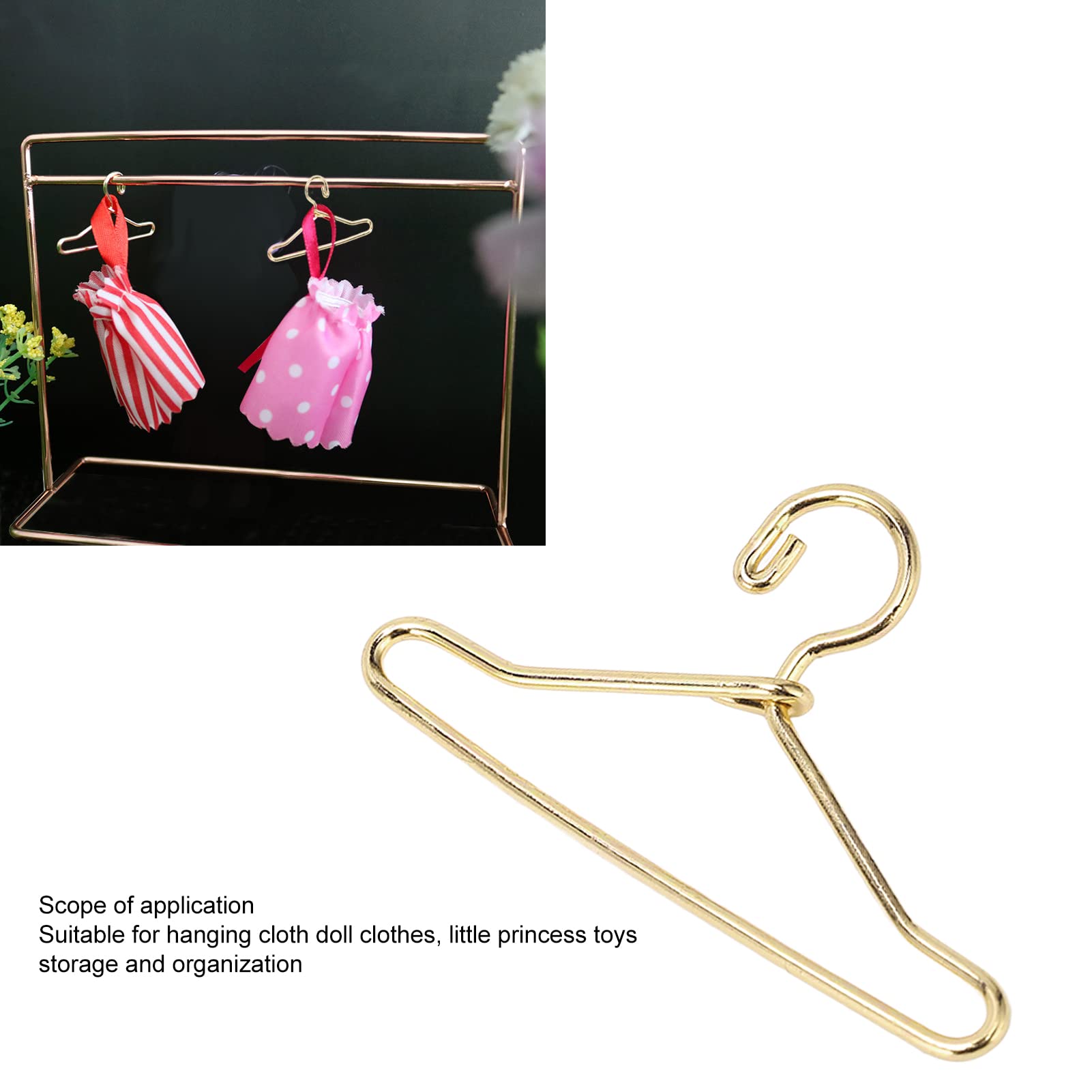 Restokki Metal Doll Clothes Hanger Exquisite Doll Outfit Hanger for Doll Accessories 100PCS