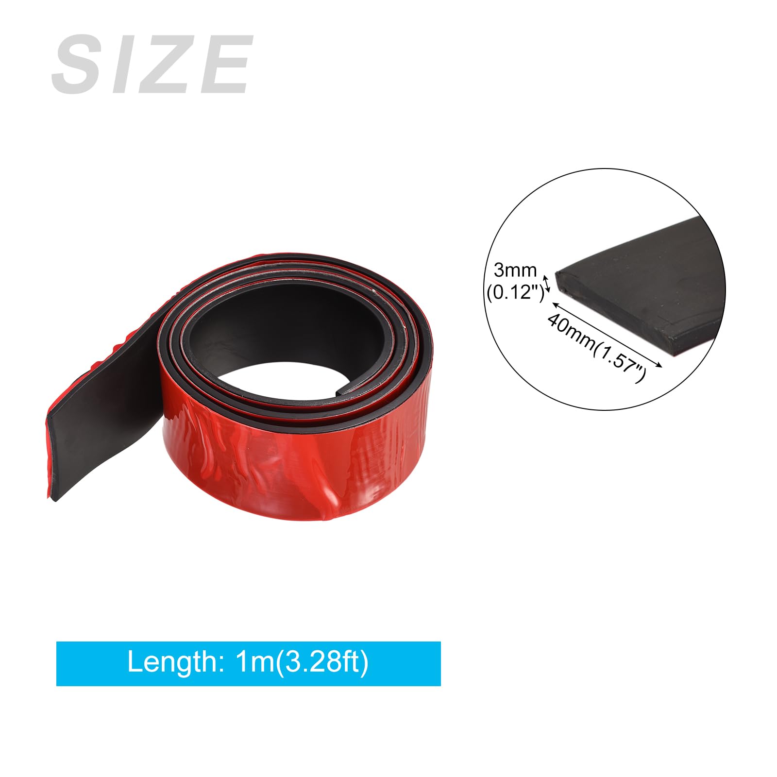 METALLIXITY Solid Rubber Strips (39.37" L x 1.57" W x 0.12" T) 1Pcs, Rubber Neoprene Seal Strips - for DIY Gasket Sealing Padding Black - Image 2