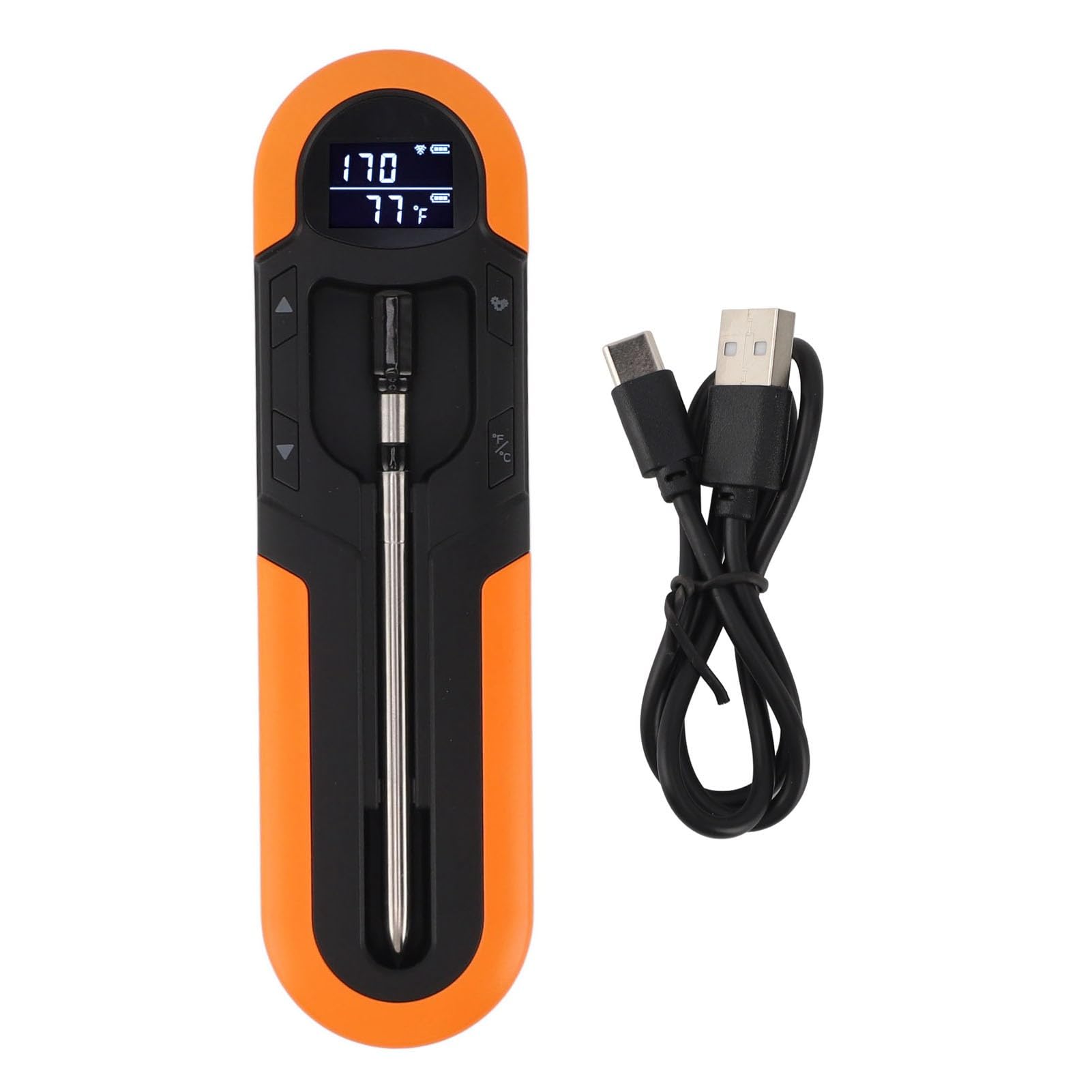 TOPINCN Termómetro Digital Inalámbrico para Carne, Temporizador de Alarma Inteligente IP66 con Sonda de Acero Inoxidable, Lectura LCD para Asar, Barbacoa, Parrilla, Cocinar en Horno
