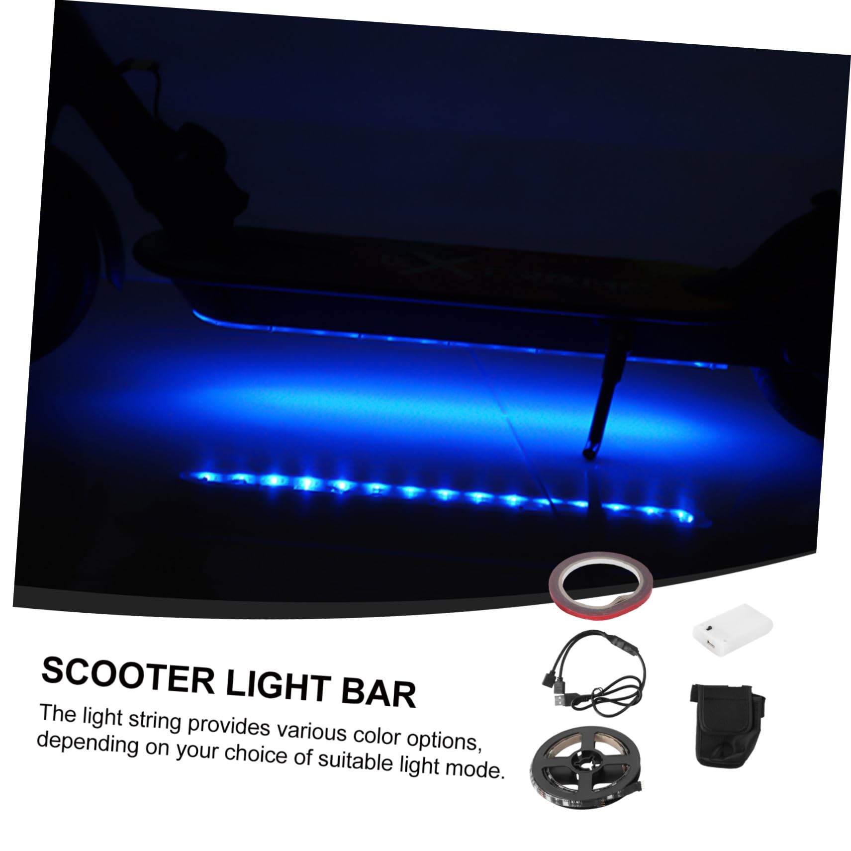 BESPORTBLE Striscia Luminosa Decorativa per Monopattino Elettrico, Indicatore Luminoso, Resistente all'Acqua, Nero, per Giorni di Pioggia e Neve