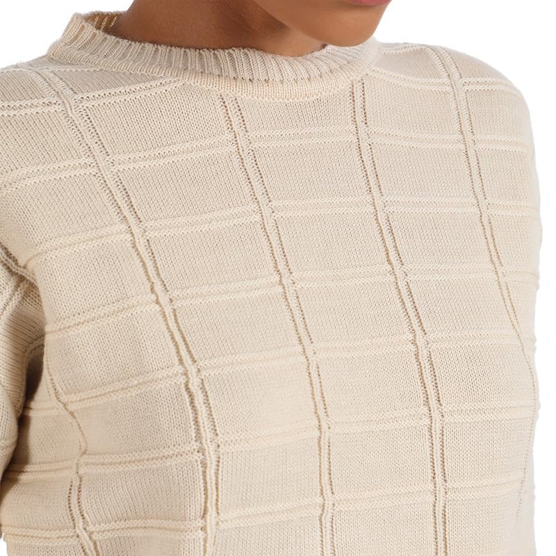 Image of PINACOLADA Women's Solid Ribbed Cropped CardiganFor Casual Wear | V Neck | Long Sleeve | Wool Sweater Crafted with Comfort Fit for Everyday Wear