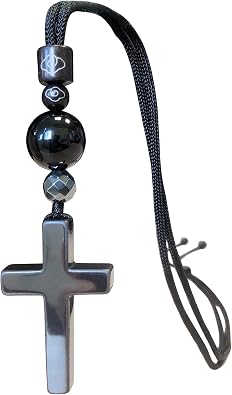 Natural black Tourmaline cross pendant necklace crystal mixing hematite, handmade protection Feng Shui Chakra Tourmaline gemstone Jewelry for Women and Men