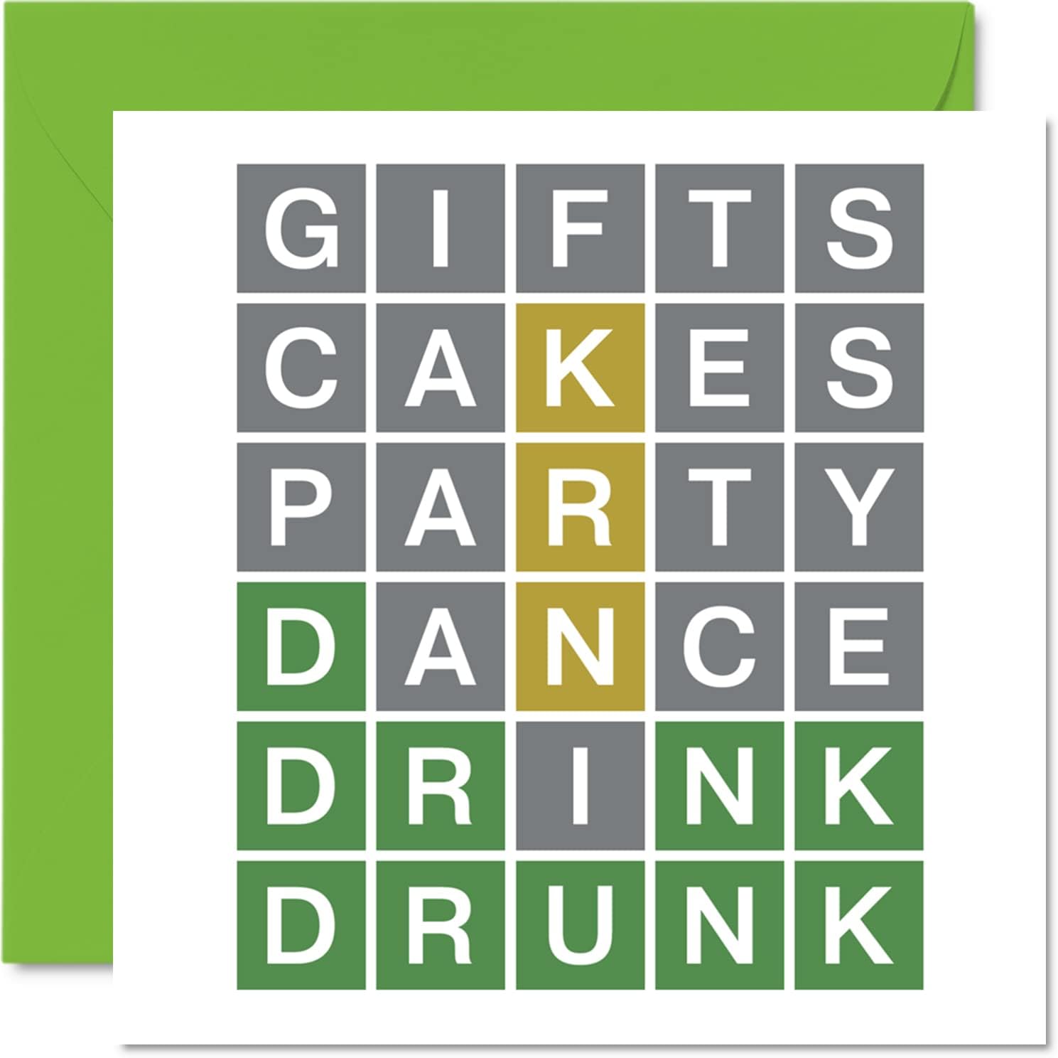 Funny Birthday Cards for Men Women - Word Puzzle Quiz Drunk - Rude Birthday Card for Him Her Mom Dad Papa Pops Brother Sister Son Daughter Grandma Grandpa, 5.7 x 5.7 Inch Joke Humor Greeting Cards