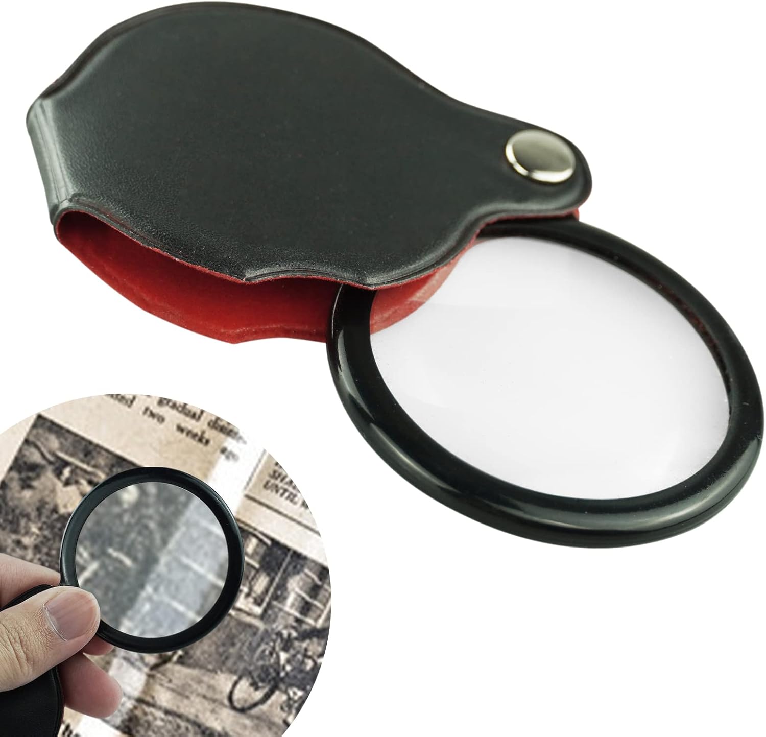 SZXMDKH 2 Pack Folding Pocket Magnifying Glass Mini Pocket Magnifier 6X