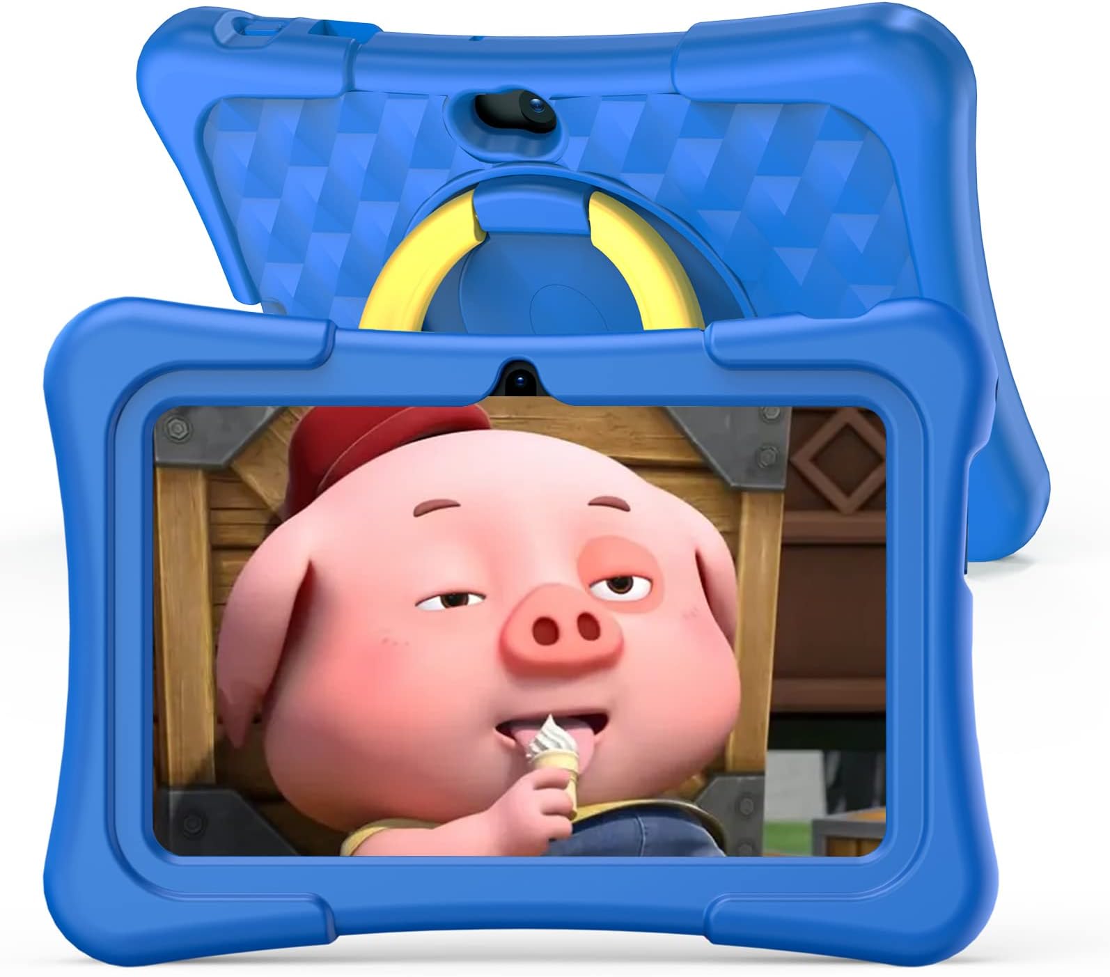 PRITOM 7 Inch Kids Tablet Android Quad Core 2GB RAM 32GB ROM BT WiFi Dual Camera Educational Games Child Lock Pre-Installed Kids Software with Kids Tablet Case Type C Blue