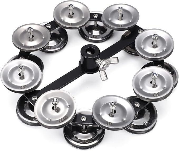 Facmogu 5.5 Inch Black Mountable Cymbal Hihat Tambourine