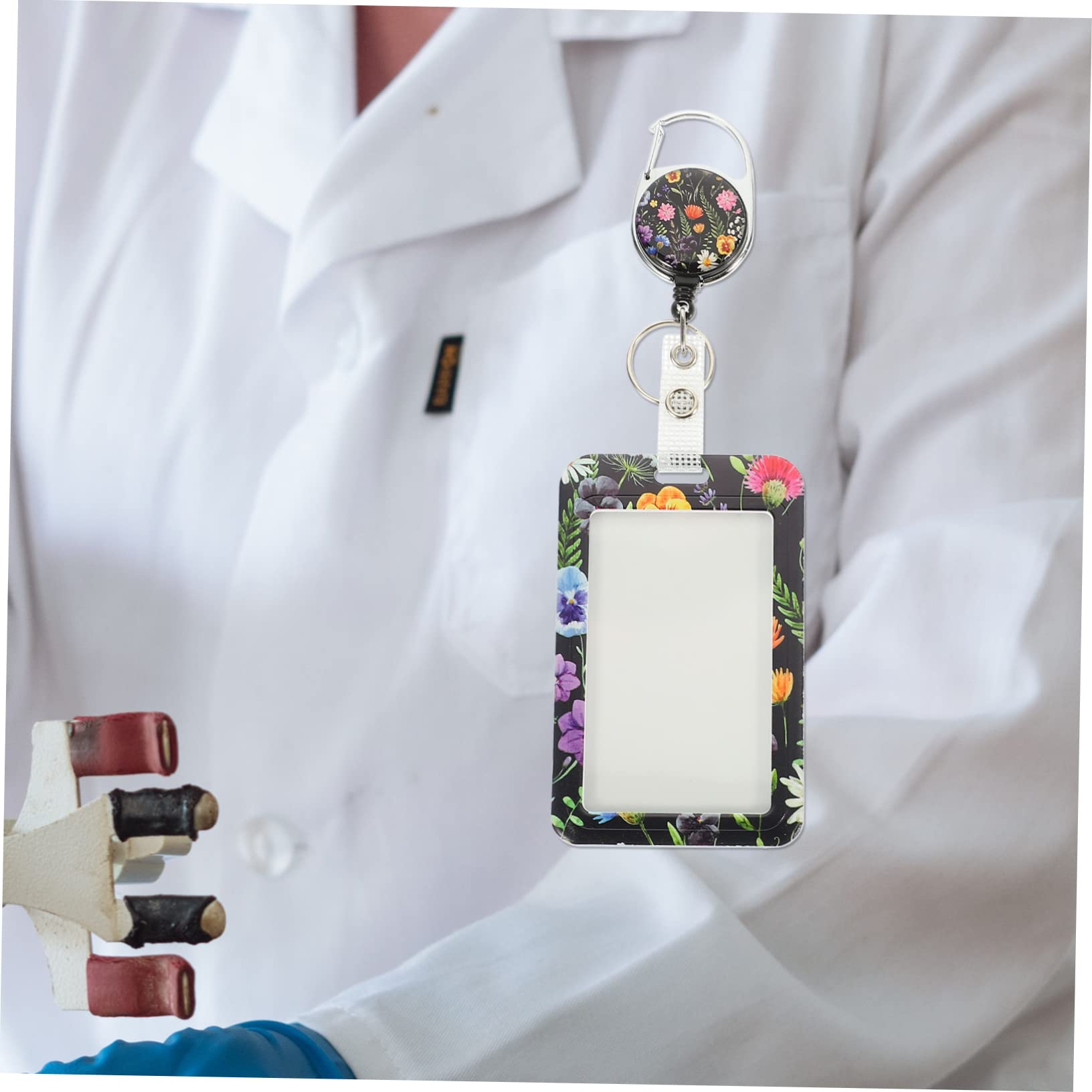 NUOBESTY 3stücke Id Card Holder Mit Lanyard Tragbarer Ausweishalter Mit Transparentem Fenster Für Id-karten Für Büro Schule Und Veranstaltungen Robust Und Langlebig Im Blumenmuster
