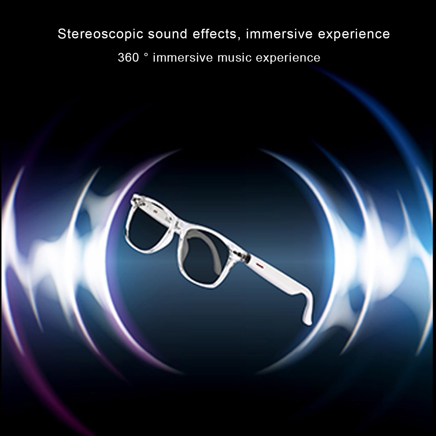 JZ TWS Smart Bluetooth Audio Glasses - kit de Verres de Lunettes (Blue Light Shield & Lunettes de Soleil & Rose & Bleu) for Office Outdoor Sports Drive - Smart Glasses for Men & Women - White Frame