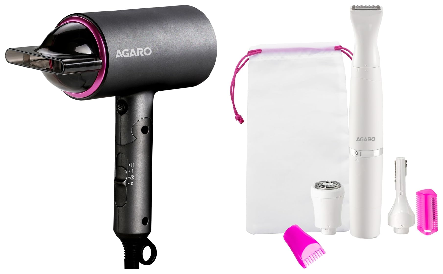 AGARO HD-1214 Premium Hair Dryer with 1400 Watts Motor, 3 Temperature Settings & Cool Shot Button-,AGARO Rechargeable 3-in-1 Multi Trimmer For Women, Multipurpose Hair Remover for Women, Face, Leg,-image-37
