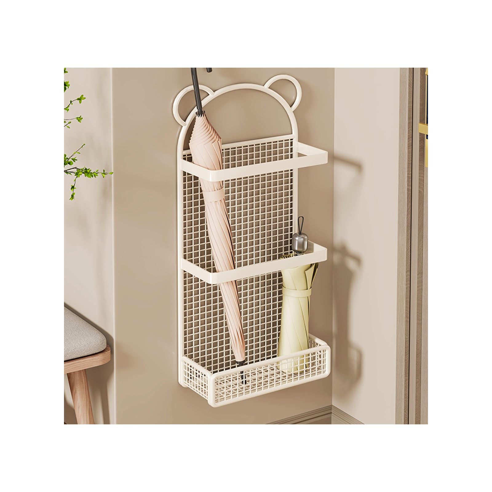 BHFPFZA Modern Umb Stand WallMounted No Drilling Required Stylish Design for Offices & Entrances SpaceSaving White 50x20cmPerfect for Entryways & Doors