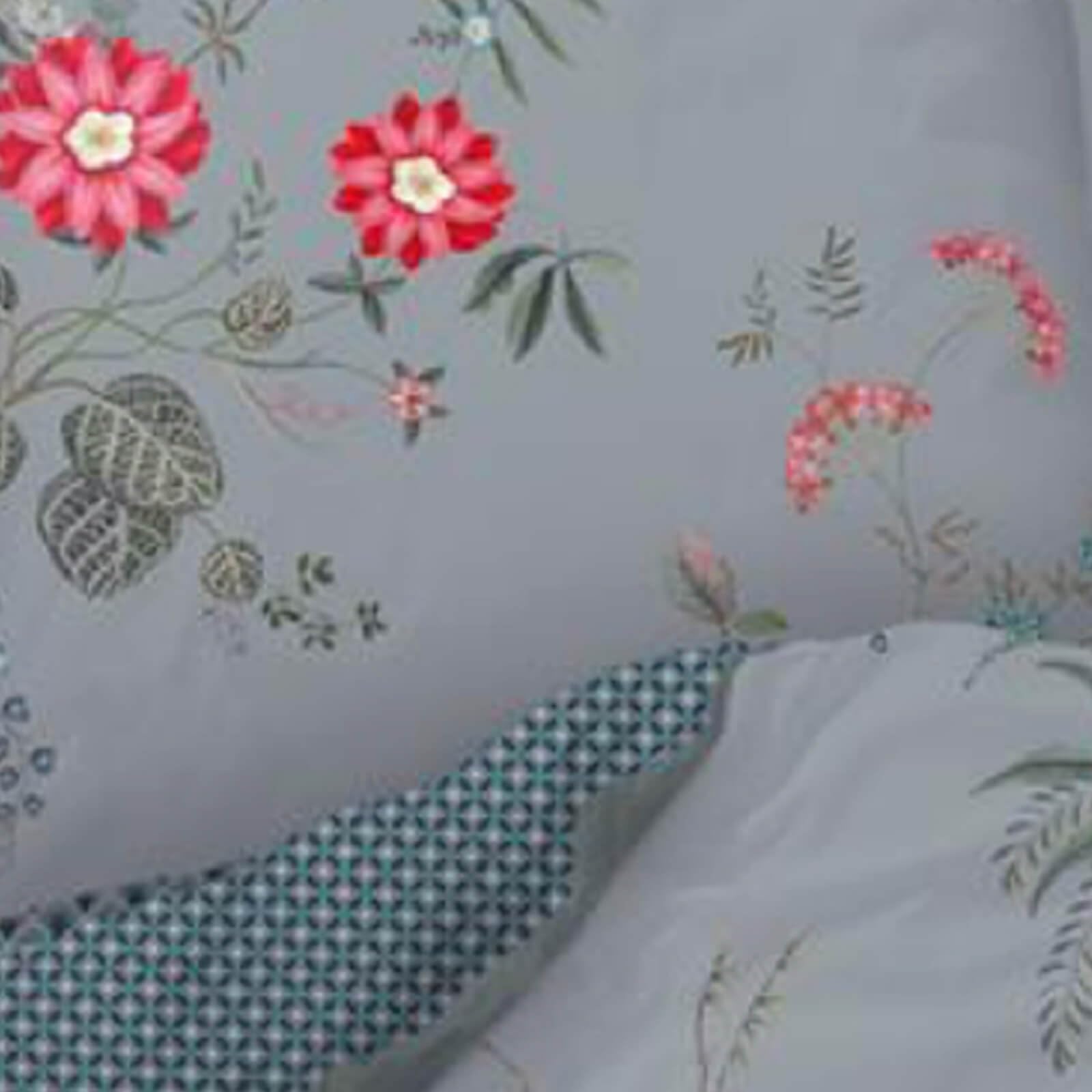 Pip Studio Bettwäsche Fleur Grandeur aus 100% Baumwolle Perkal mit Blumenmuster und Wendeoptik, Blau, 135 x 200 cm