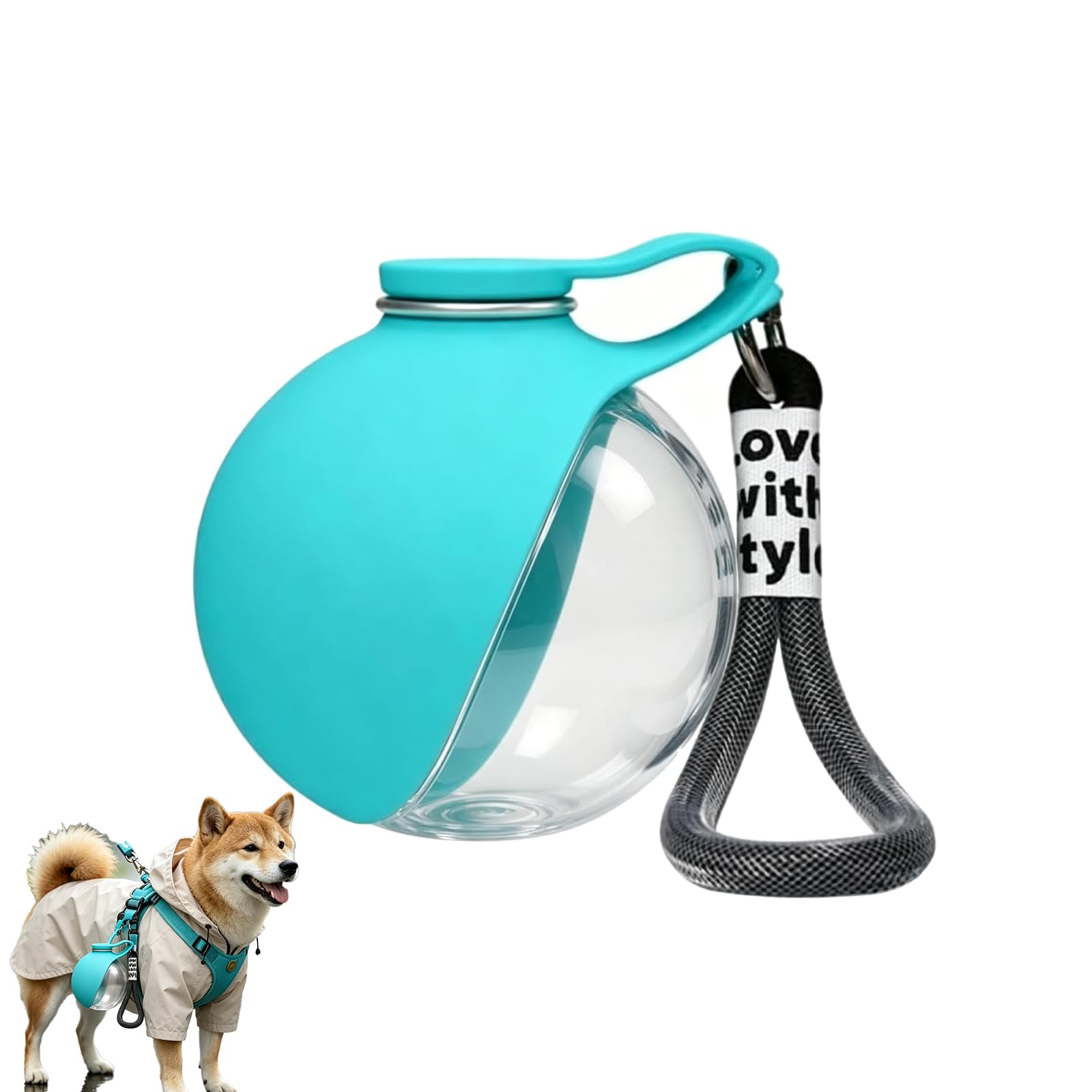 Dog Water Bottle 285ml, 2 in 1 Portable Stainless Steel Travel Bottle