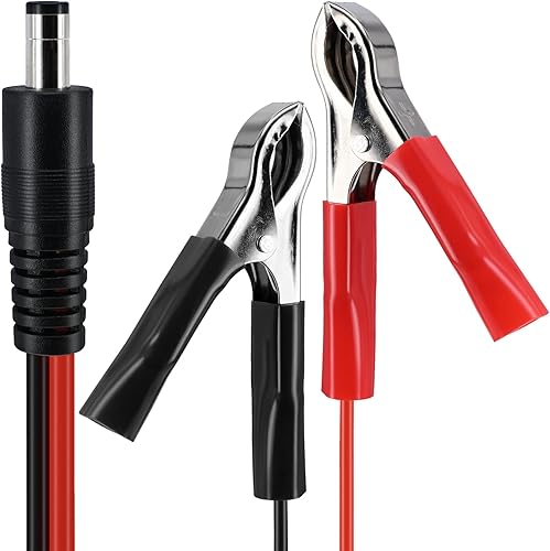 Miniatura 6 de Yeebline DC 5.5 0.083 in Abrazaderas de batería Cable de extensión, 5FT 16AWG 12V Pinzas de cocodrilo Conector macho para sujetar cargador de coche