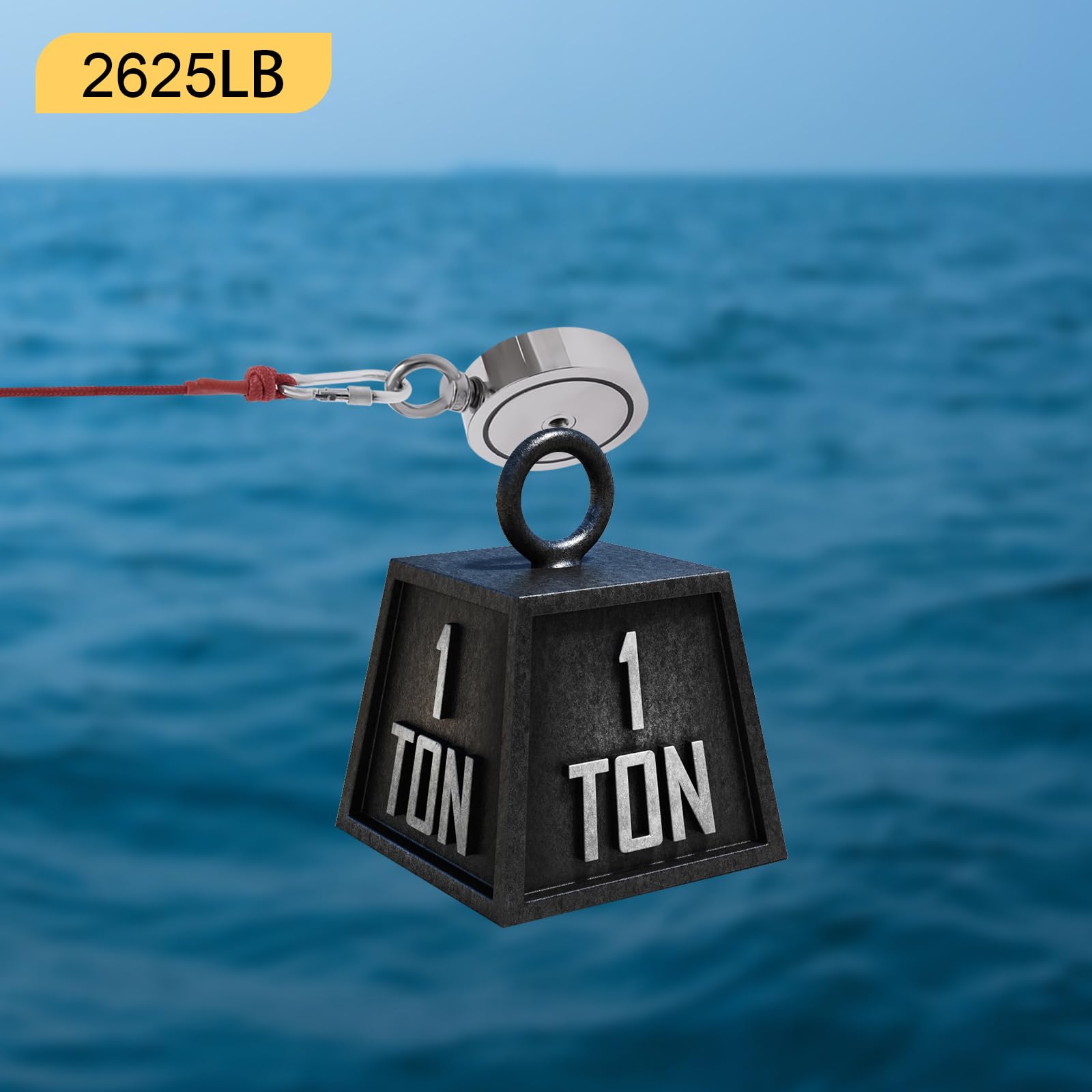 2625LB Magnet Fishing Kit Double Sided Fishing Magnet Kit with Case, 100FT Rope, Gloves,Grappling Hook & Tape Double Sided Fishing Magnet Bundle Pack for Retrieving in River