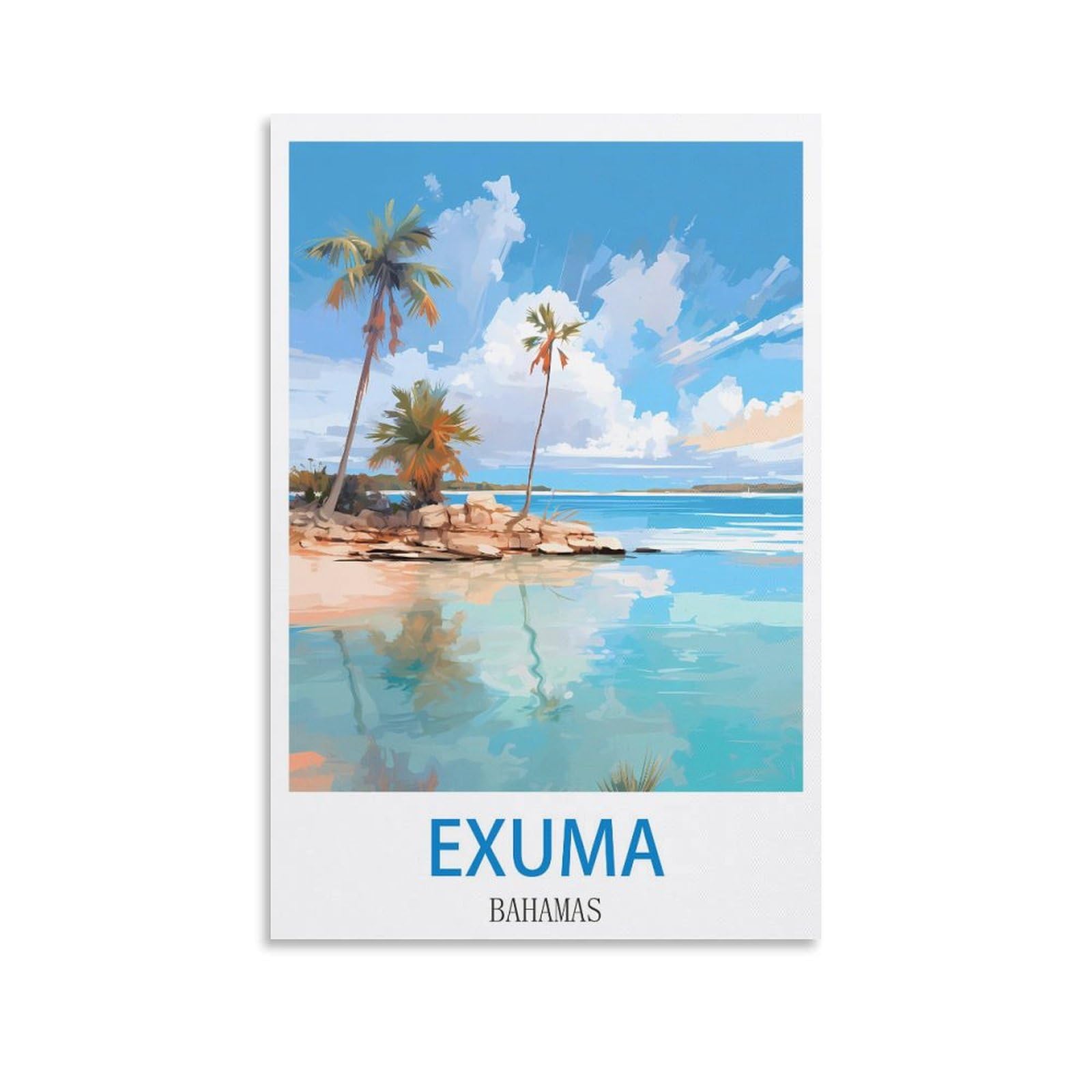 Fzyuen Unframe-Style Exuma Bahamas Vintage Travel Posters 24X36inch(60X90cm) Canvas Wall Art Prints For Wall Decor Room Decor Bedroom Decor