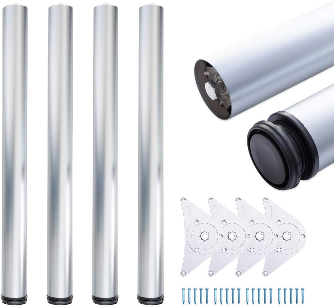 Gambe Per Tavolo Regolabili TBWH - 4 Pezzi, Bianche, Altezza 71-73 Cm, Con Accessori Di Montaggio - Foto 4