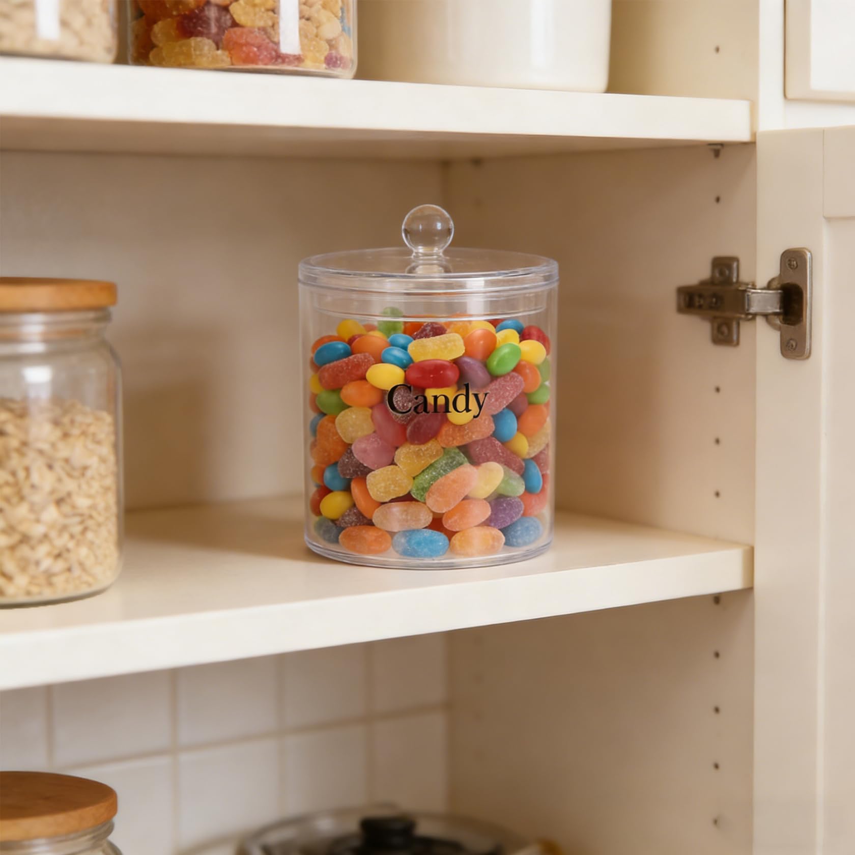 Bonbonglas aus Acryl 1.3L, Bonbonglas mit Deckel Transparent, Süßigkeiten Spender Breite Öffnung für Küche, Wohnzimmer und Party Aufbewahrung Süßigkeiten, Kekse und Kleine Snacks
