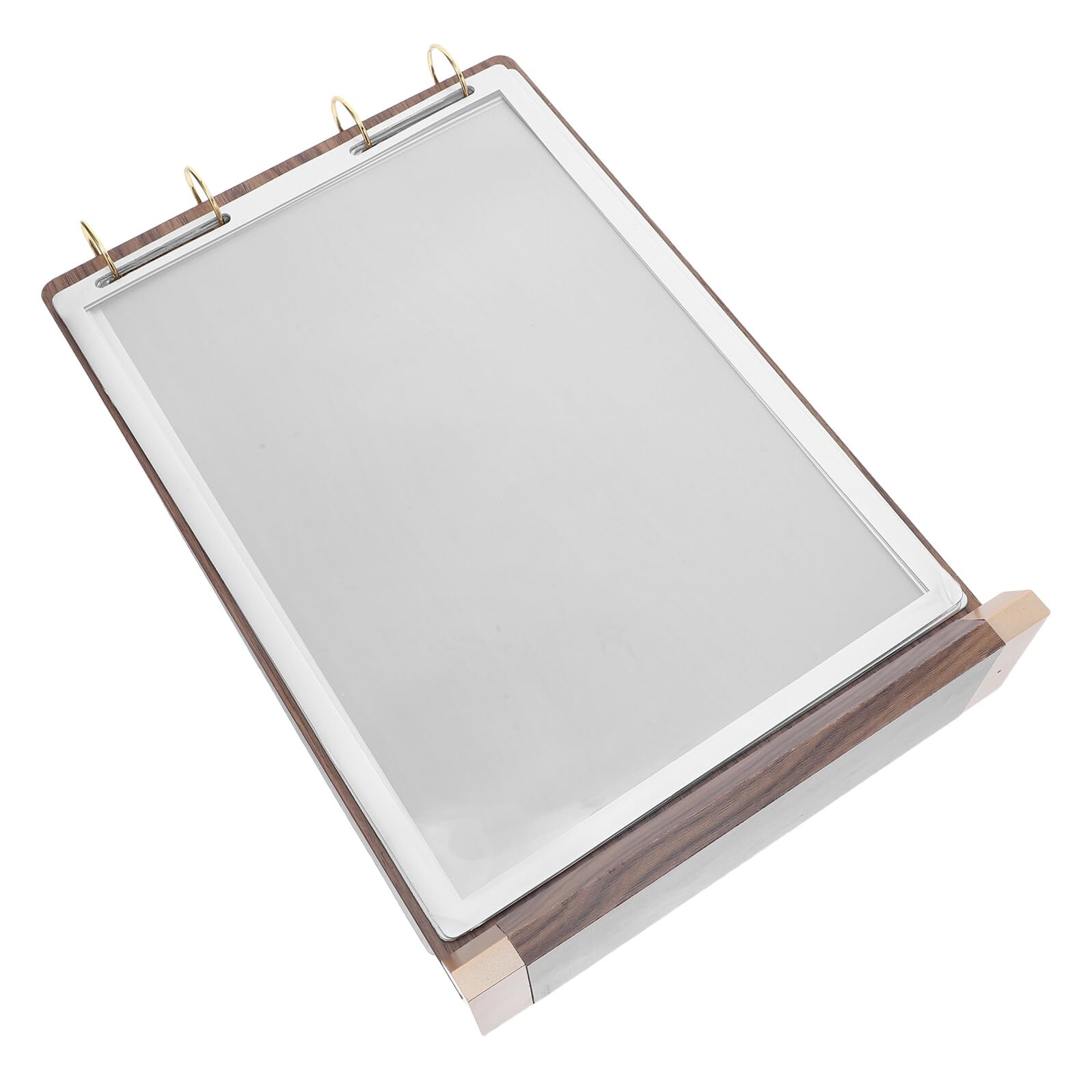 Expositor de Menús de Madera de Nogal Portamenús Vertical para Tarjetas de Mesa Páginas Lados Soporte para Carteles para Ferias Comercios y Menús de Tiendas