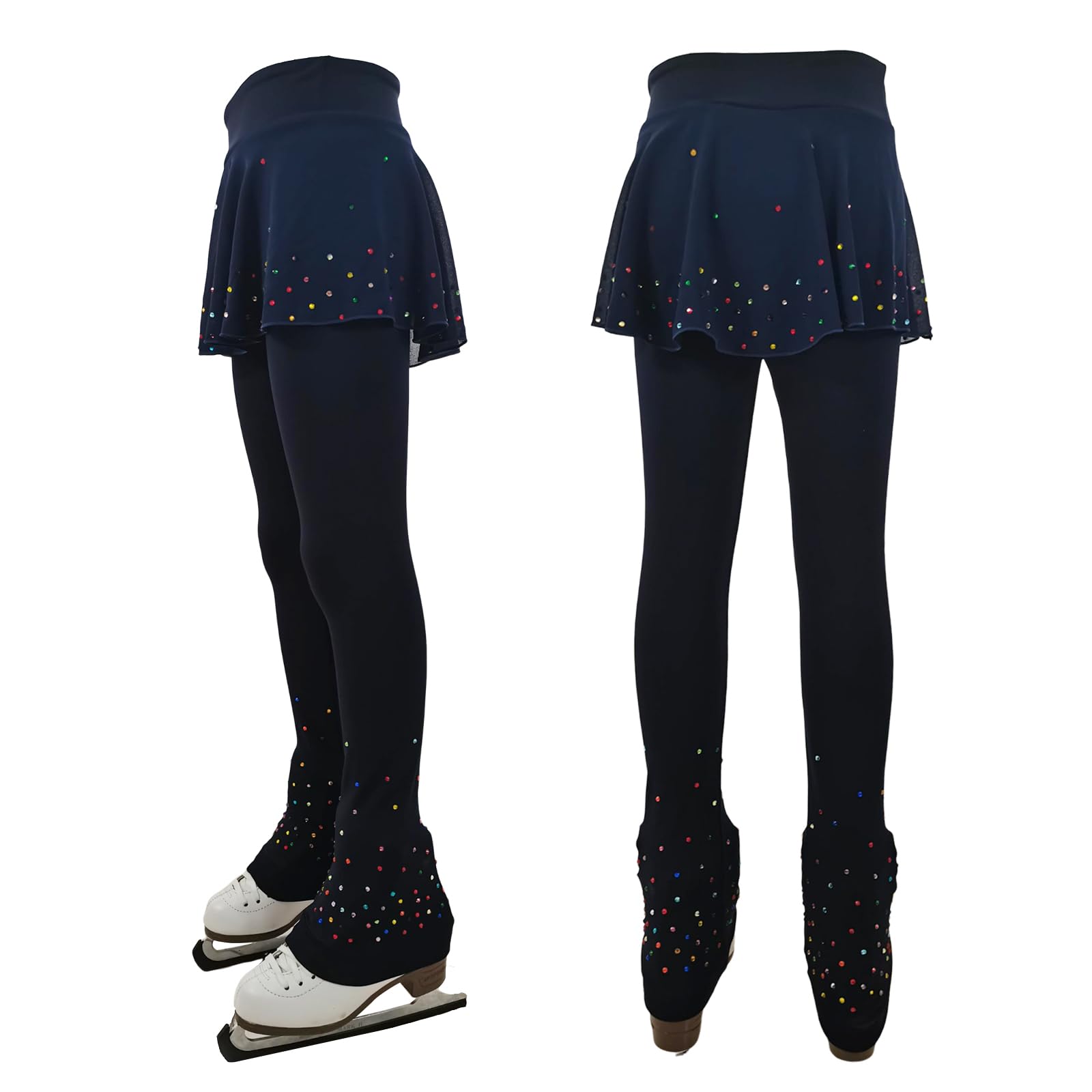 LIUHUO Eiskunstlauf-Trainingshose Fleece glänzend mit Diamanten