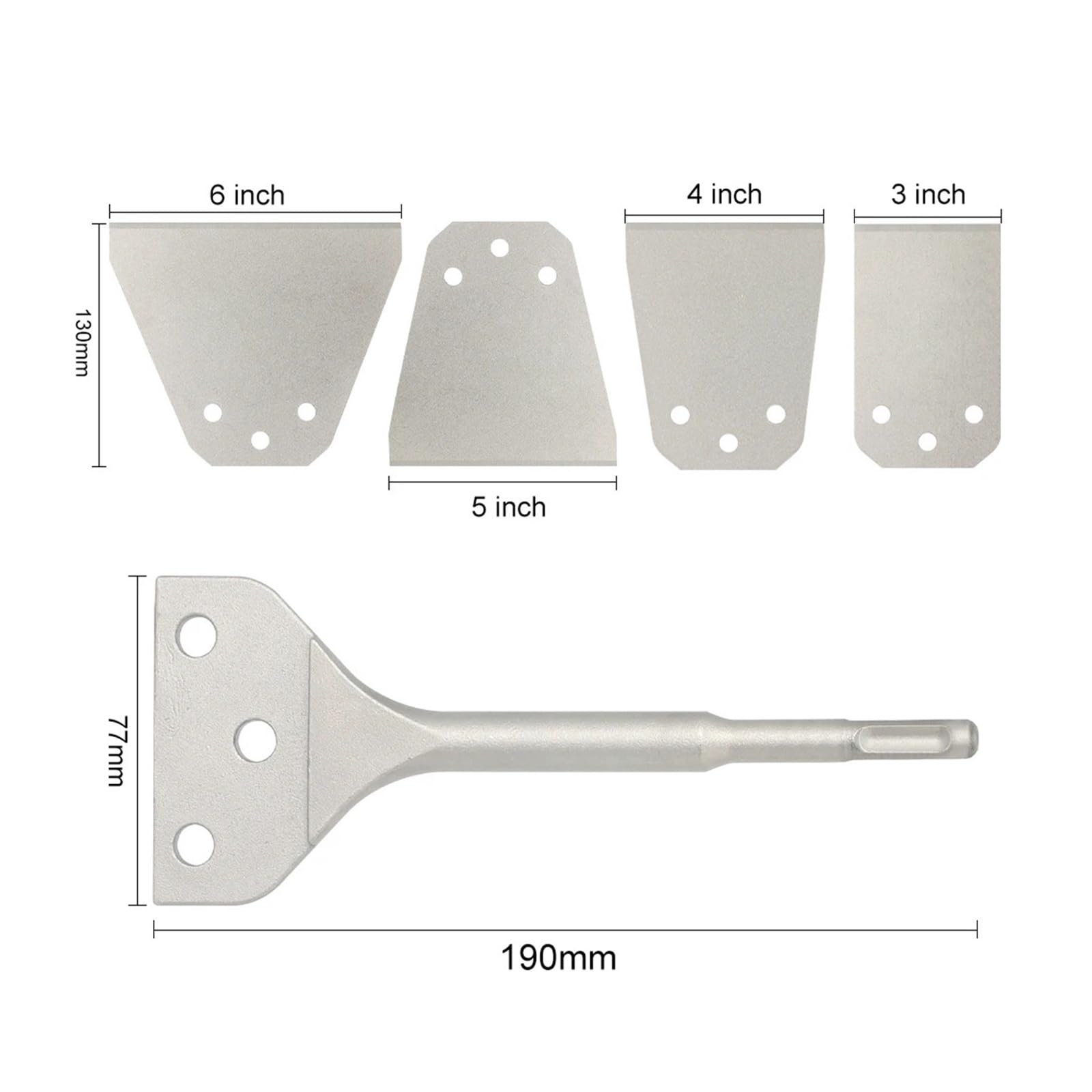 Raspador de Suelo SDS/Plus, Martillo eléctrico, Insertos reemplazables, cincel desincrustante, Pala for Azulejos, Ladrillos, hormigón, Paredes, Herramientas de extracción(5Pcs A)