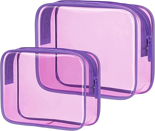 PACKISM Bolsas de maquillaje transparentes, paquete de 2 bolsas de aseo transparentes con cremallera, resistentes al agua, bolsas de cosméticos