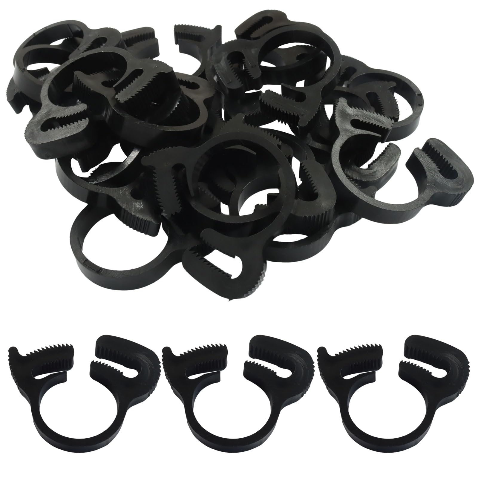 Uxcell 4 Pcs Plastic Hose Clamps, 1/4 Inch Heavy Duty Speedy Double Snap Grip Ratcheting Adjustable Clamp