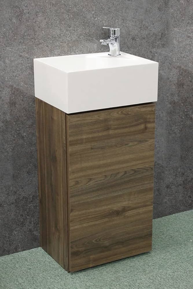 Amazon | 【公式店】コンパクト洗面セット 380幅 1枚扉 チェスナット