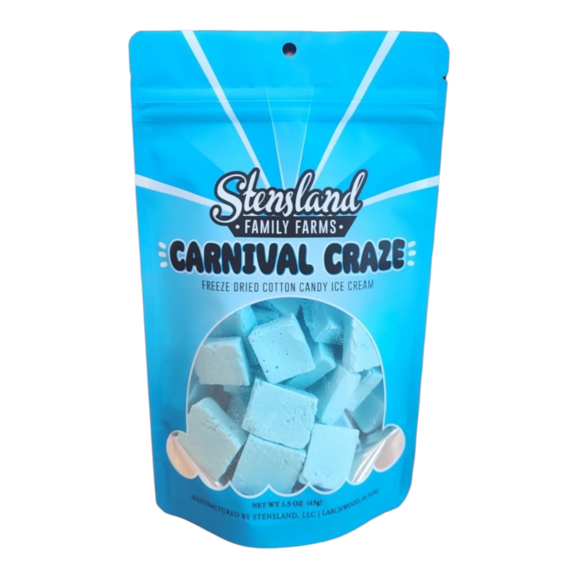 Stensland Freeze Dried Ice Cream (1.5oz) Strawberry, Cotton Candy, Mint Chip. (Cotton Candy)