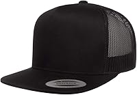 Yupoong 5-Panel YP Classic Trucker Snapback Cap - High Profile Flat Visor, OSFM Breathable Mesh Panels