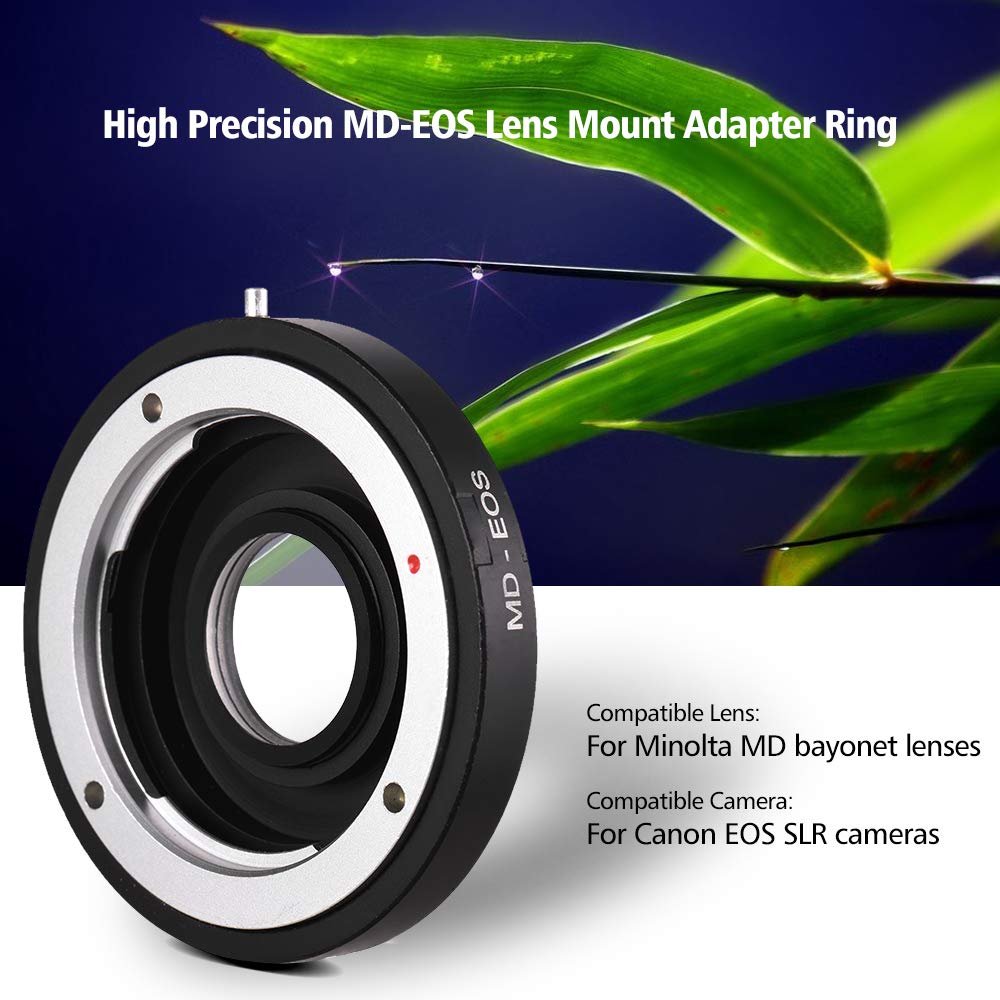 MD-EOS Anello adattatore per obiettivo con lente correttiva per obiettivo Minolta MD su misura per Canon EOS EF Camera Focus Infinity